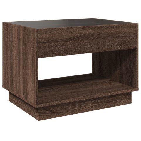 STOLIK KAWOWY Z LED INFINITY BRĄZOWY DĄB 70X50X50CM