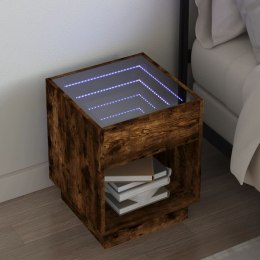 STOLIK NOCNY Z LED INFINITY BRĄZOWY DĄB 40X40X50CM