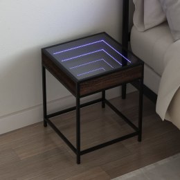 STOLIK NOCNY Z LED INFINITY BRĄZOWY DĄB 40X40X51CM