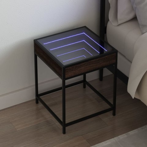 STOLIK NOCNY Z LED INFINITY BRĄZOWY DĄB 40X40X51CM