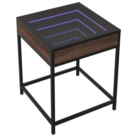 STOLIK NOCNY Z LED INFINITY BRĄZOWY DĄB 40X40X51CM