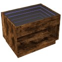 STOLIK KAWOWY Z LED INFINITY PRZYDYMIONY DĄB 70X50X50CM