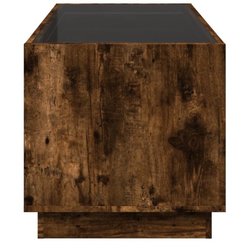 STOLIK KAWOWY Z LED INFINITY PRZYDYMIONY DĄB 70X50X50CM