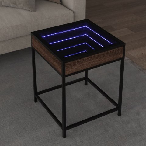 STOLIK KAWOWY Z LED INFINITY BRĄZOWY DĄB 40X40X51CM