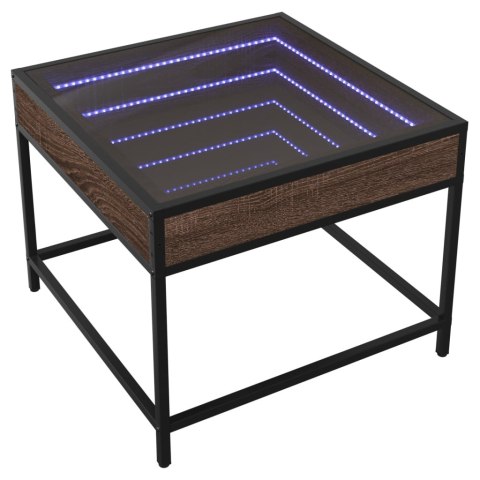STOLIK KAWOWY Z LED INFINITY BRĄZOWY DĄB 50X50X41CM