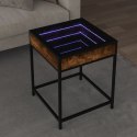 STOLIK KAWOWY Z LED INFINITY PRZYDYMIONY DĄB 40X40X51CM