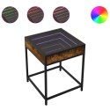 STOLIK KAWOWY Z LED INFINITY PRZYDYMIONY DĄB 40X40X51CM