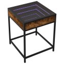 STOLIK KAWOWY Z LED INFINITY PRZYDYMIONY DĄB 40X40X51CM