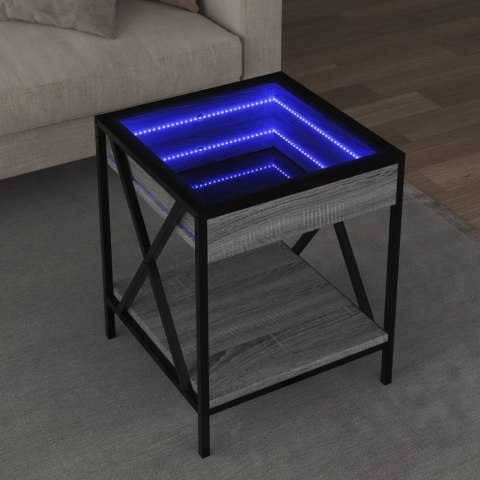 STOLIK KAWOWY Z LED INFINITY SZARY DĄB SONOMA 40X40X49CM