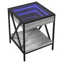 STOLIK KAWOWY Z LED INFINITY SZARY DĄB SONOMA 40X40X49CM
