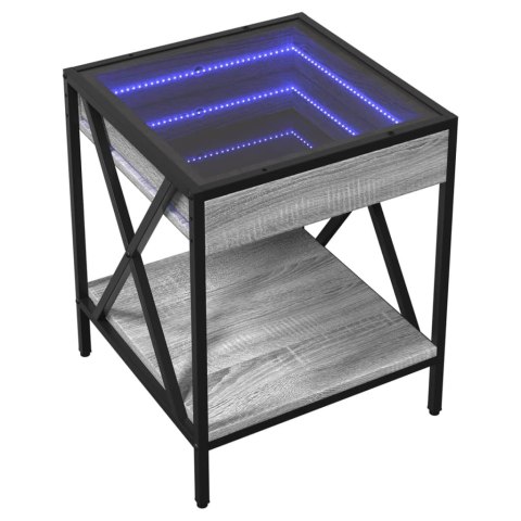 STOLIK KAWOWY Z LED INFINITY SZARY DĄB SONOMA 40X40X49CM