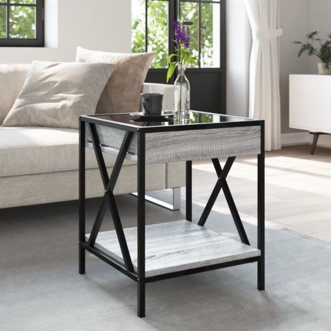 STOLIK KAWOWY Z LED INFINITY SZARY DĄB SONOMA 40X40X49CM