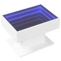 STOLIK KAWOWY Z LED BIAŁY 70X50X45CM