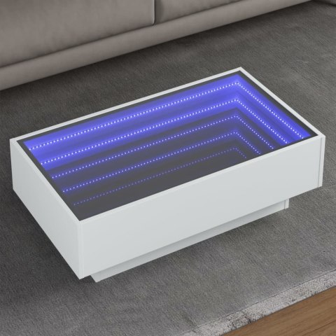 STOLIK KAWOWY Z LED BIAŁY 90X50X30CM