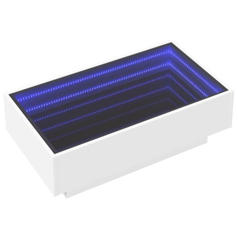 STOLIK KAWOWY Z LED BIAŁY 90X50X30CM