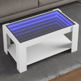 STOLIK KAWOWY Z LED BIAŁY 93X53X45CM