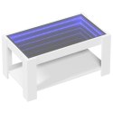 STOLIK KAWOWY Z LED BIAŁY 93X53X45CM