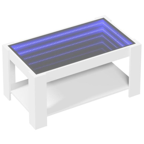 STOLIK KAWOWY Z LED BIAŁY 93X53X45CM