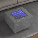 STOLIK KAWOWY Z LED SZAROŚĆ BETONU 60X60X40CM
