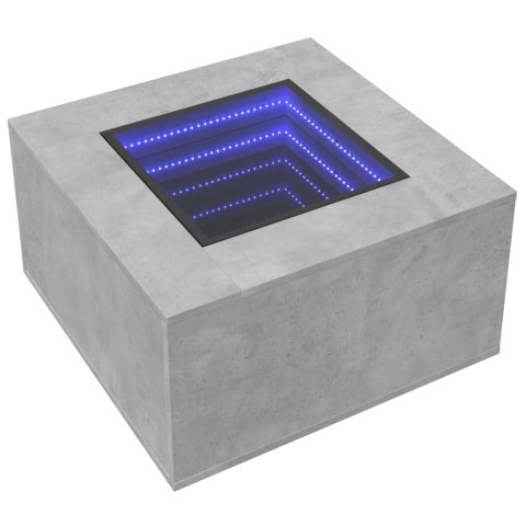 STOLIK KAWOWY Z LED SZAROŚĆ BETONU 60X60X40CM