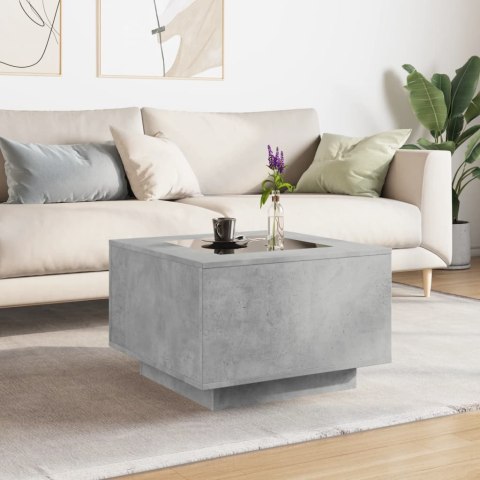 STOLIK KAWOWY Z LED SZAROŚĆ BETONU 60X60X40CM
