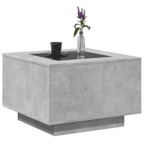 STOLIK KAWOWY Z LED SZAROŚĆ BETONU 60X60X40CM