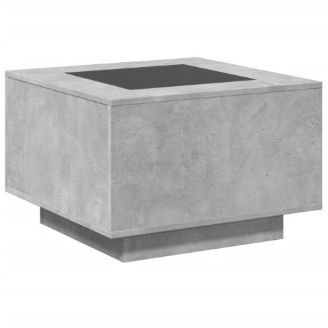 STOLIK KAWOWY Z LED SZAROŚĆ BETONU 60X60X40CM