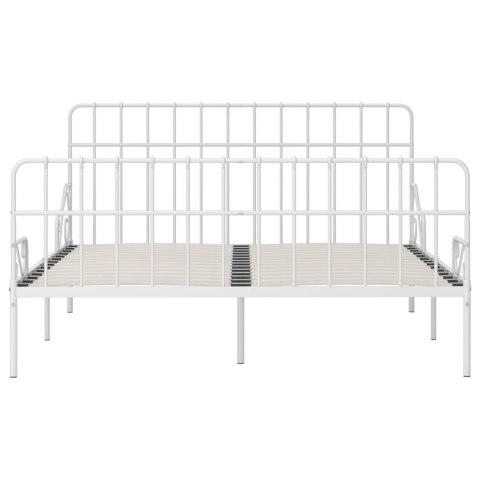 RAMA ŁÓŻKA ZE STELAŻEM Z LISTW BIAŁA METALOWA 200X200CM