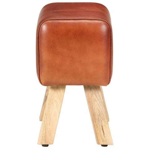 KOZIOŁ GIMNASTYCZNY BRĄZOWY SKÓRA NATURALNA I DREWNO MANGO