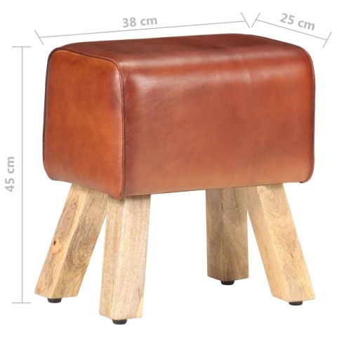 KOZIOŁ GIMNASTYCZNY BRĄZOWY SKÓRA NATURALNA I DREWNO MANGO