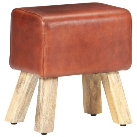 KOZIOŁ GIMNASTYCZNY BRĄZOWY SKÓRA NATURALNA I DREWNO MANGO