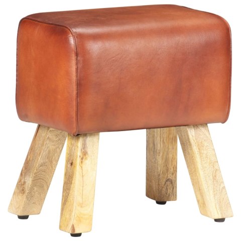 KOZIOŁ GIMNASTYCZNY BRĄZOWY SKÓRA NATURALNA I DREWNO MANGO