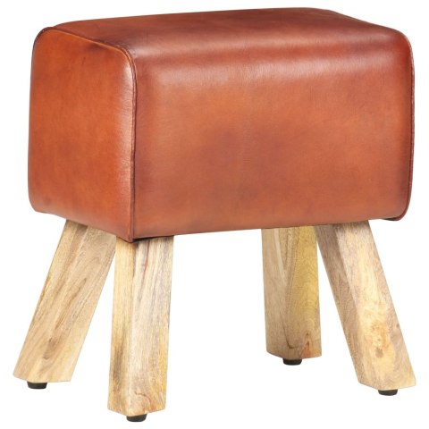 KOZIOŁ GIMNASTYCZNY BRĄZOWY SKÓRA NATURALNA I DREWNO MANGO