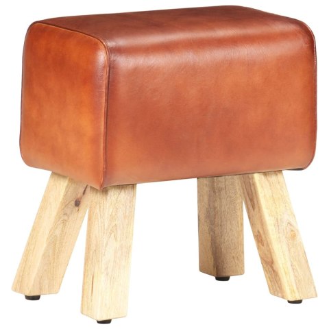 KOZIOŁ GIMNASTYCZNY BRĄZOWY SKÓRA NATURALNA I DREWNO MANGO