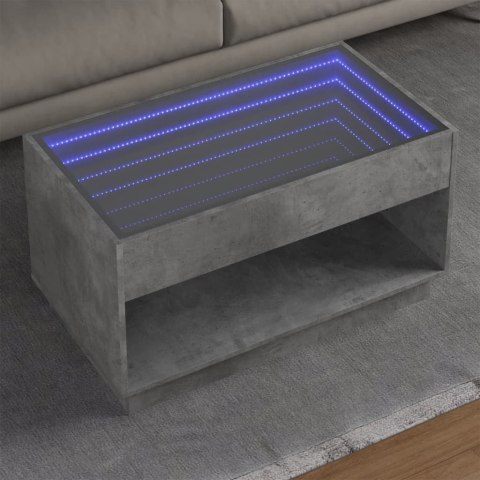 STOLIK KAWOWY Z LED INFINITY SZAROŚĆ BETONU 90X50X50CM