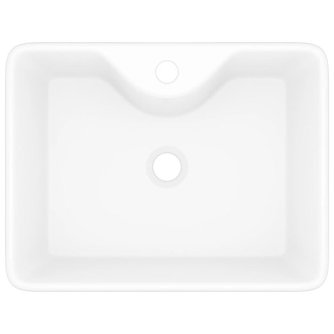 CERAMICZNA UMYWALKA Z OTWOREM NA KRAN PROSTOKĄTNA BIAŁA