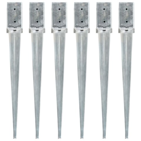 KOŁKI GRUNTOWE 6 SZT. SREBRNE 8X8X76CM STAL GALWANIZOWANA