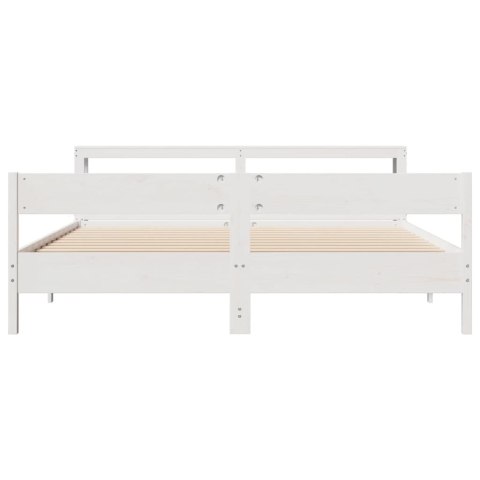 ŁÓŻKO BEZ MATERACA BIAŁE 200X200CM LITE DREWNO SOSNOWE