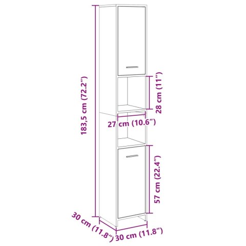 SZAFKA ŁAZIENKOWA DĄB SONOMA 30X30X183,5CM