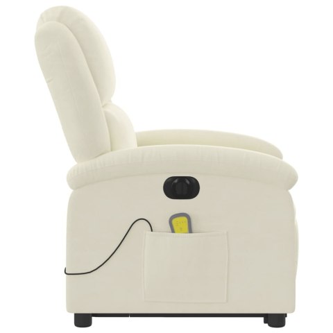 PODNOSZONY FOTEL MASUJĄCY ELEKTRYCZNY ROZKŁADANY KREMOWY