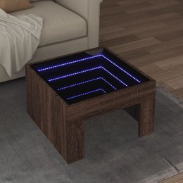 STOLIK KAWOWY Z LED INFINITY BRĄZOWY DĄB 50X50X30CM