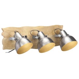 INDUSTRIALNA LAMPA ŚCIENNA SREBRNA 68X23CM E27 DREWNO MANGO