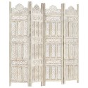 PARAWAN POKOJOWY 4-PANELOWY RZEŹBIONY BIAŁY 160X165CM DREWNO MANGO