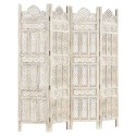 PARAWAN POKOJOWY 4-PANELOWY RZEŹBIONY BIAŁY 160X165CM DREWNO MANGO