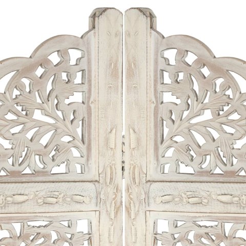 PARAWAN POKOJOWY 4-PANELOWY RZEŹBIONY BIAŁY 160X165CM DREWNO MANGO