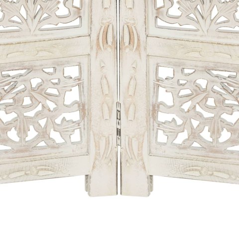 PARAWAN POKOJOWY 4-PANELOWY RZEŹBIONY BIAŁY 160X165CM DREWNO MANGO