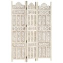 RZEŹBIONY PARAWAN 3-PANELOWY BIAŁY 120X165CM DREWNO MANGO