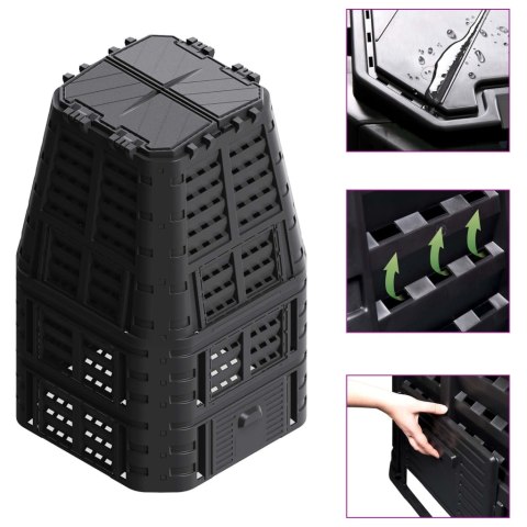 KOMPOSTOWNIK OGRODOWY CZARNY 93,3X93,3X146CM 1000 L