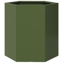 DONICA OGRODOWA OLIWKOWA SZEŚCIOKĄTNA 46X40X45CM STALOWA
