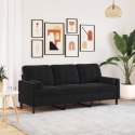 3-OSOBOWA SOFA Z PODUSZKAMI CZARNA 180CM AKSAMIT